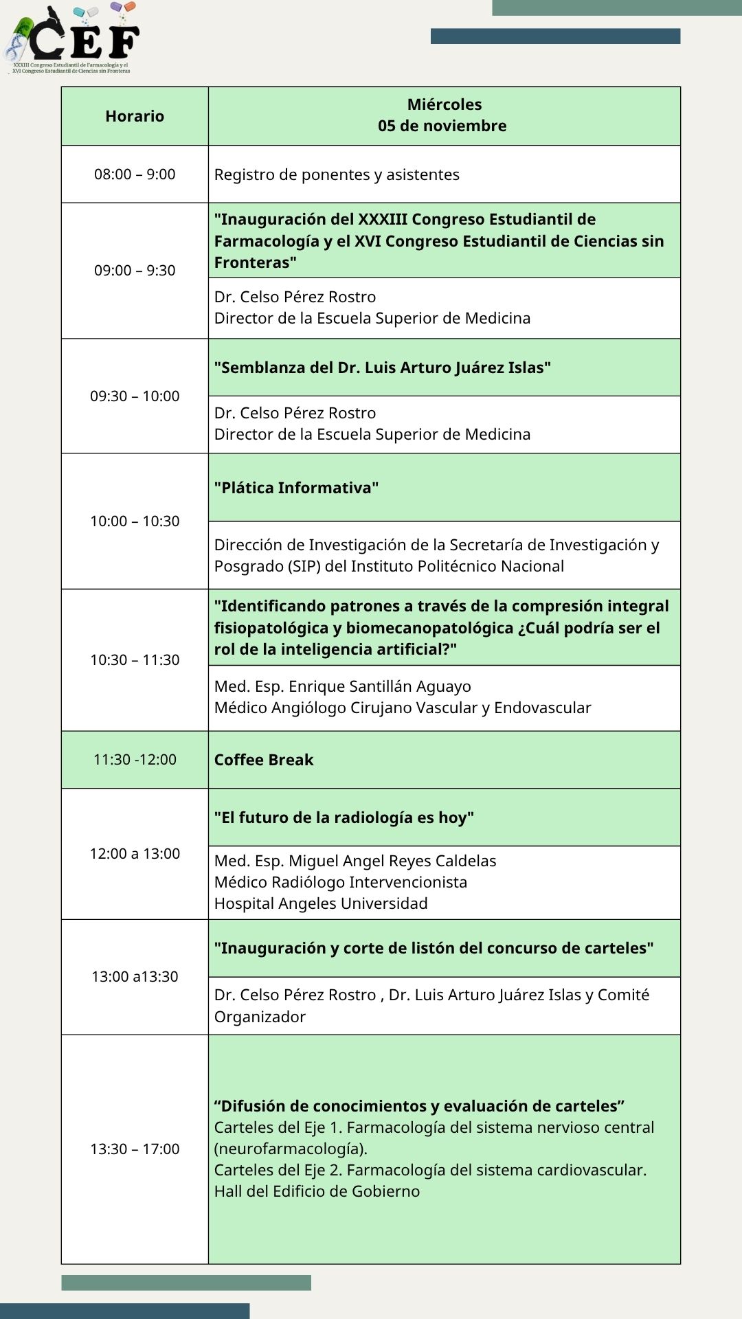 Programa Miércoles 05 de noviembre de 2025
